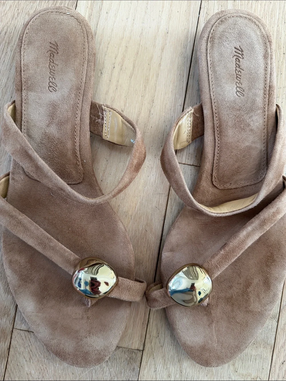 Madewell Women's The Mila Organic Hardware Thong Slide Sandals in Leather size 9